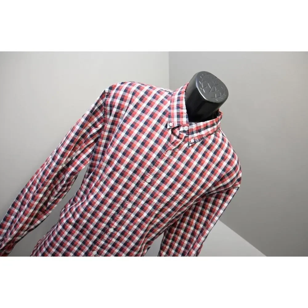 J Crew Flex Wash Dress Shirt Plaid Slim Fit Untuck Button Up Mens Sz 2XL‎ XXL